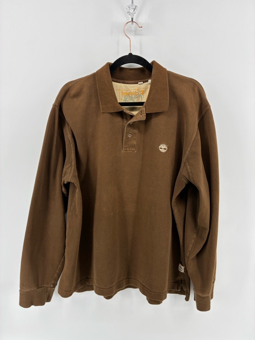 Timberland Men's Brown Long-Sleeve Polo Shirt